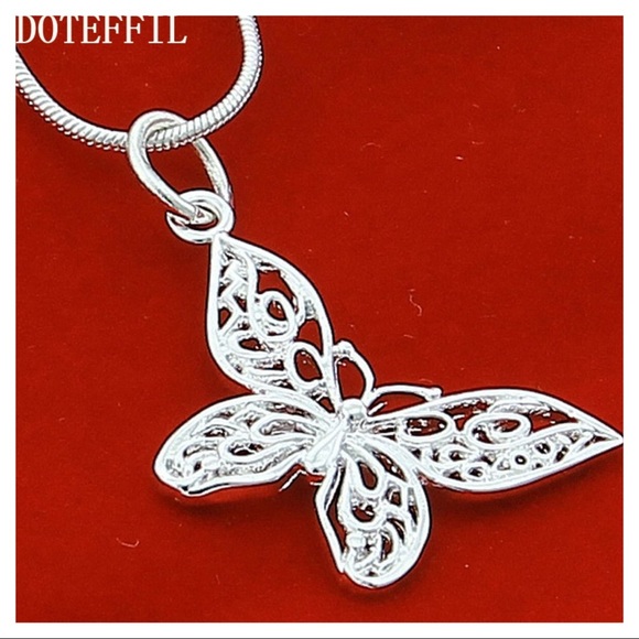 Silver Butterfly Necklaces 925 Sterling - Picture 2 of 5
